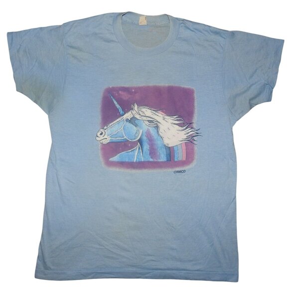 Vintage 80s Ronnie McDowell Unicorn Single Stitch T-Shirt Men's XL Concert Tour - Picture 1 of 7